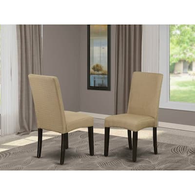 Parson Chair - Linen Fabric Dining Chair - Cappuccino Finish - Modern Accent Chair