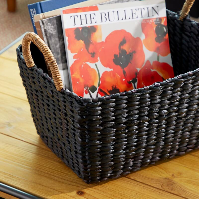 Black Banana Leaf Eclectic Storage Basket (Set of 2)
