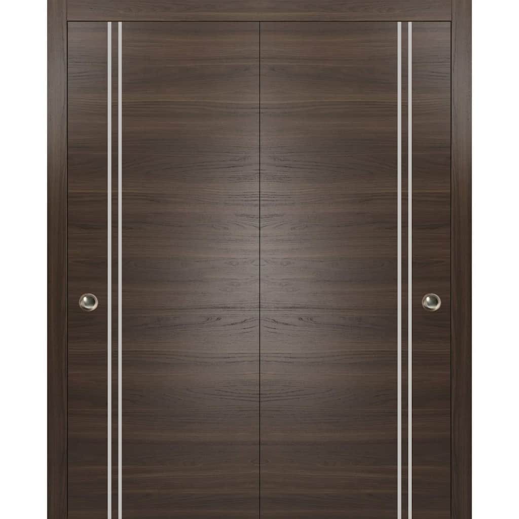 Bypass Doors 36 x 80 Planum 0310 Chocolate Ash with Sturdy Rails
