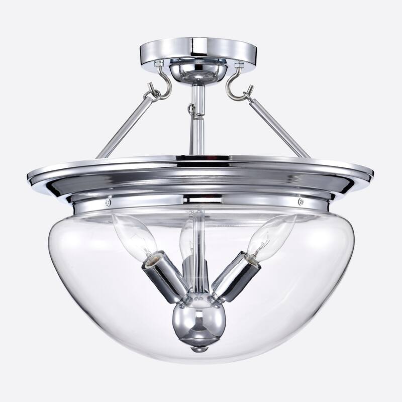 Latona Semi Flush Mount Ceiling Light Chrome Polished and Clear Glass Finish 3-Light - N/A