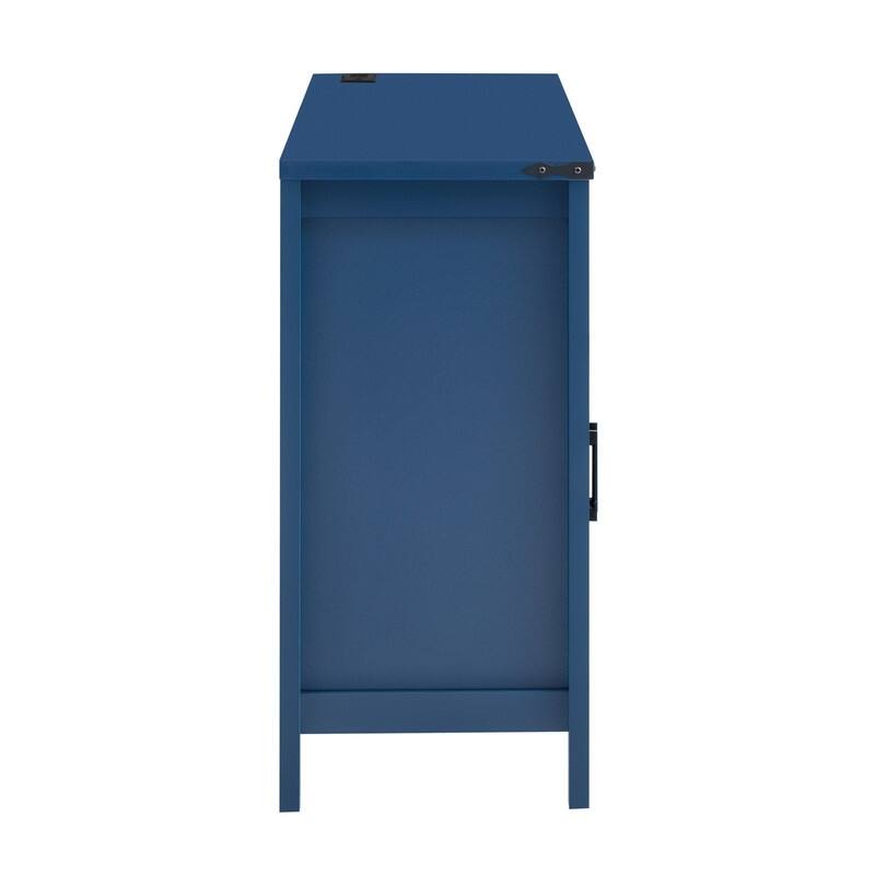 Modern 4-Door Sideboard Buffet with Power Outlets Adjustable Shelves and Half-Open Storage Design