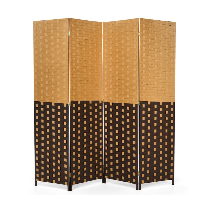 Costway 4 Panel Folding Room Divider Weave Fiber Privacy Partition - See Details