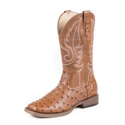Roper Western Boots Boys Cowboy Kids Ostrich Tan 09-119-1900-0807 TA
