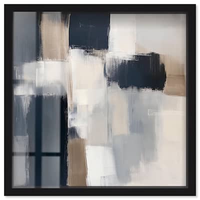 Blue and Tan Abstraction II Shadowbox by Art Remedy