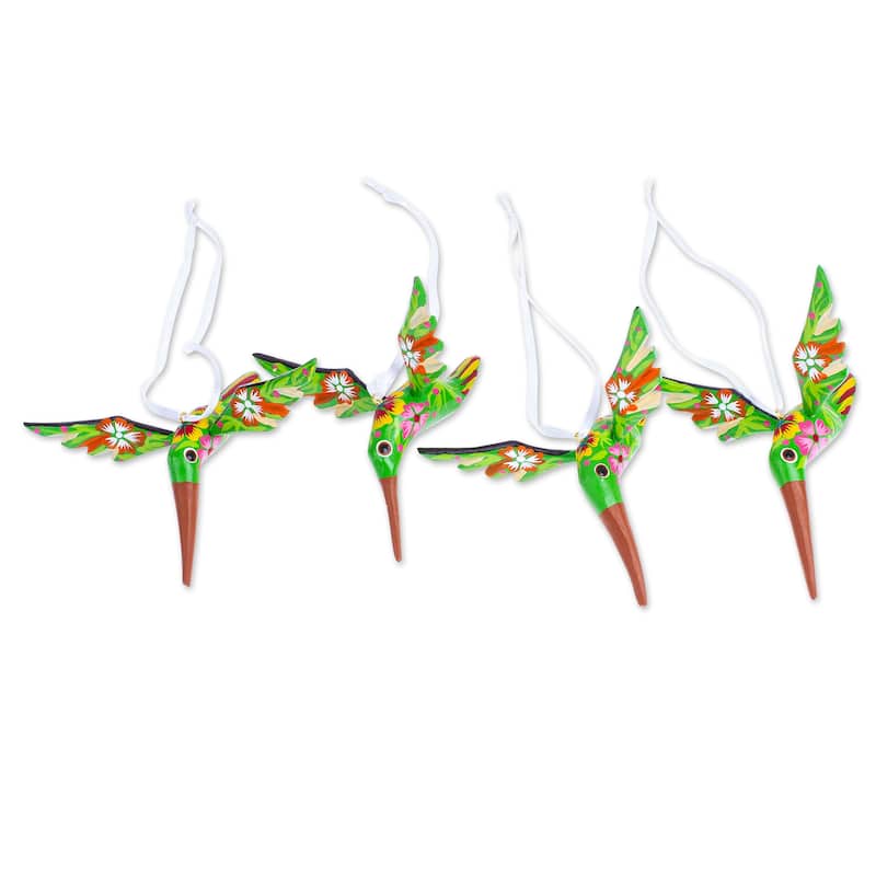 Novica Handmade Kiwi Flutter Wood Ornaments (Set Of 4)