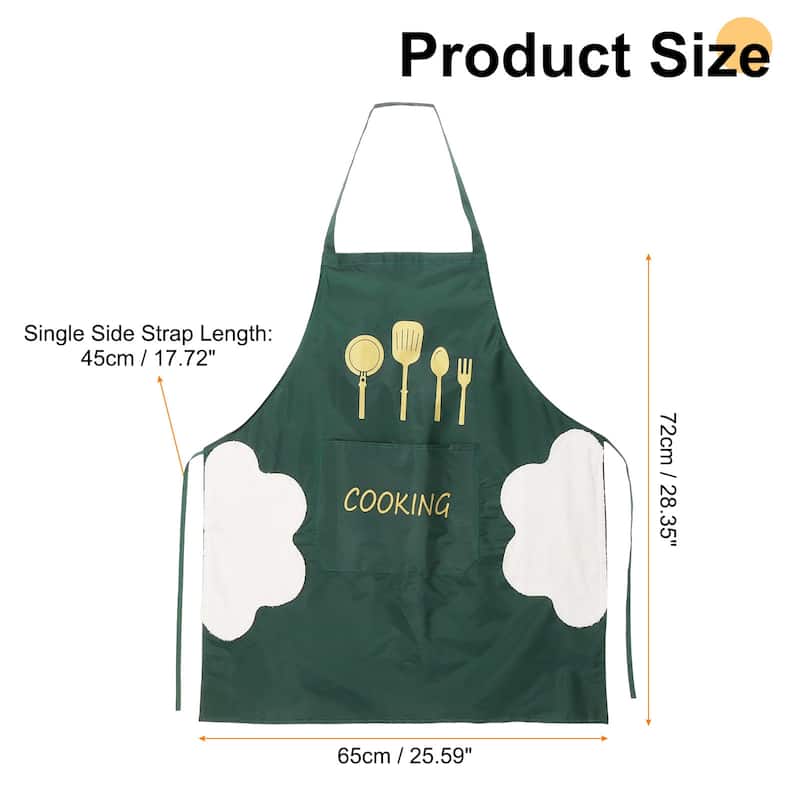 2pcs Bib Apron 72x65cm Unisex Cooking Aprons with Hand Wipe - 28.35" x 25.59" - Dark Green