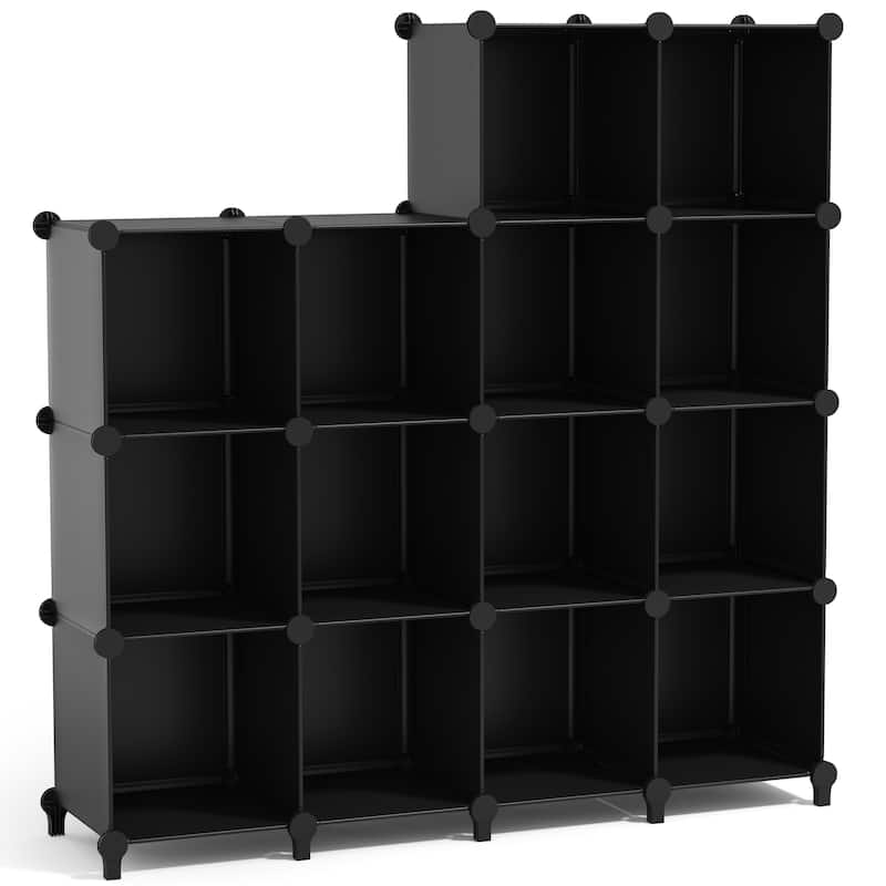 Sorbus Cube Storage Organizer – Waterproof Cubby Shelf for Closet, Toys, Books, Shoes, Décor – Space-Saving Bookshelf - 14 Pack - Black