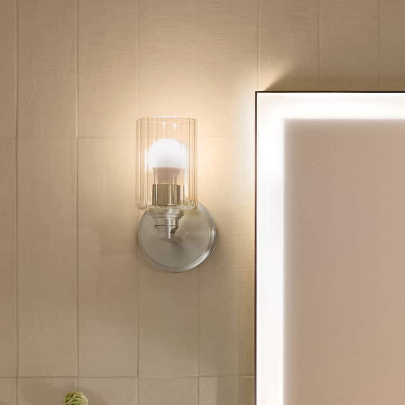 Kichler Lighting Gioe 9.5" 1-Light Wall Sconce with Clear Fluted Glass in Brushed Nickel