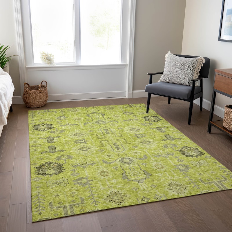Machine Washable Indoor/ Outdoor Chantille Boho Rug - Aloe - 10' x 14'