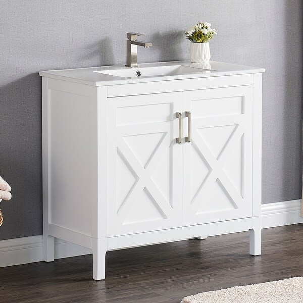 Copper Grove Dongha 36-inch Single Mount Bathroom Vanity Set with Ceramic Top