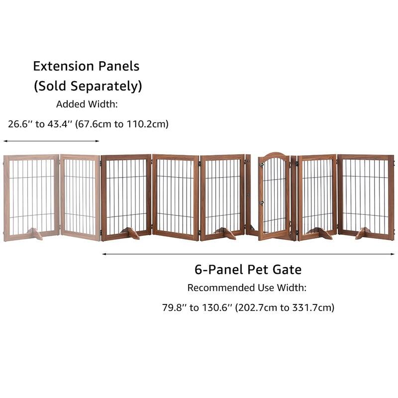 beeNbkks Extra Wide Pet Gate, 6 Panels Freestanding