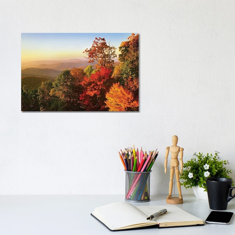 iCanvas "Blue Ridge Mountains From Bluff Mountain Overlook, North Carolina" by Tim Fitzharris Canvas Print - 8x12x0.75