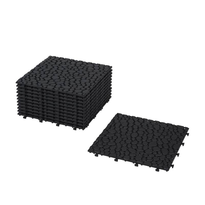 12 x 12 Inch Interlocking Deck Tiles,Bathroom Shower Balcony Porch Weight Capacity Upto 440 LBS,Pebble Stone Pattern Pack of 12
