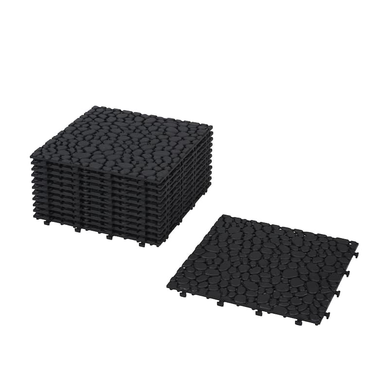 12 x 12 Inch Interlocking Deck Tiles Plastic Waterproof Outdoor All Weather Anti-slip Weight Capacity Upto 440 LBS, Pack of 12