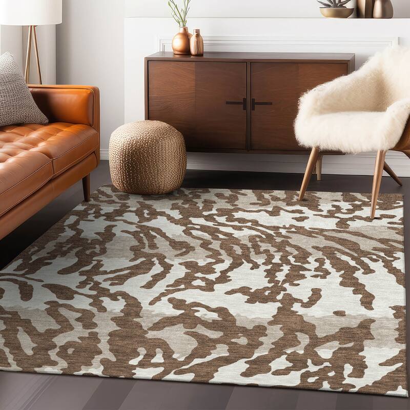Machine Washable Indoor/ Outdoor Chantille Abstract Animal Print Rug