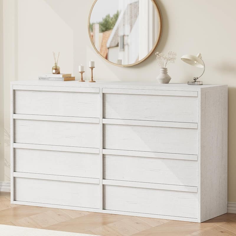 6/7/8 Drawer Dresser for Bedroom, Modern Wooden Chest of Drawers Dresser Organizer - 8-drawer - White