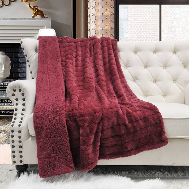 Solid Color SuperMink FauxFur Throw - 60" x 80" - Jester Red