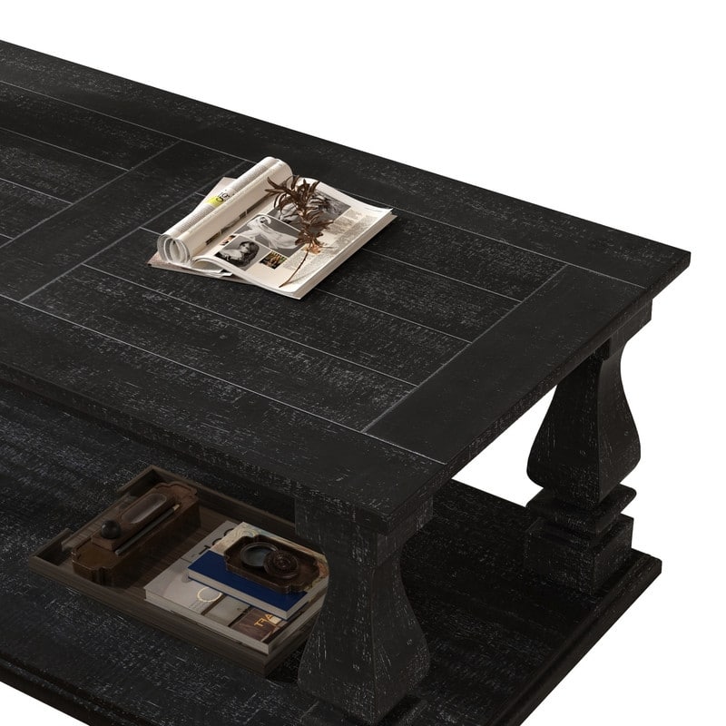 Farmhouse 47.24" Coffee Table with Heavy Planked Top and Storage for Rustic Living Room Style