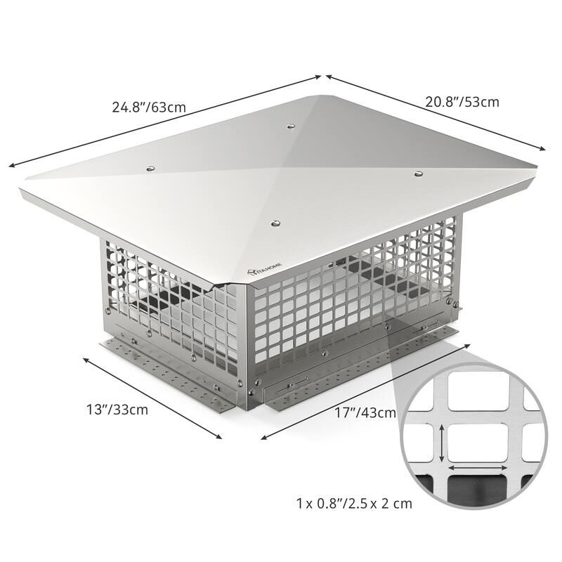13" x 17" Chimney Cap with Adjustable Metal Strips