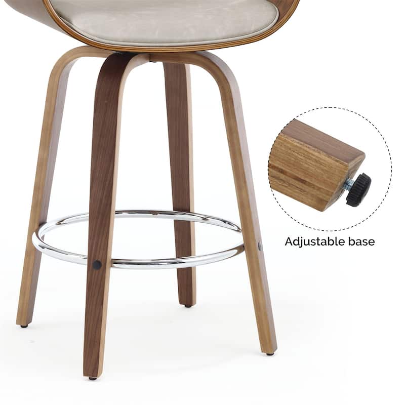 26"/29" Faux Leather Swivel Bar Stools, Wood Counter Stool