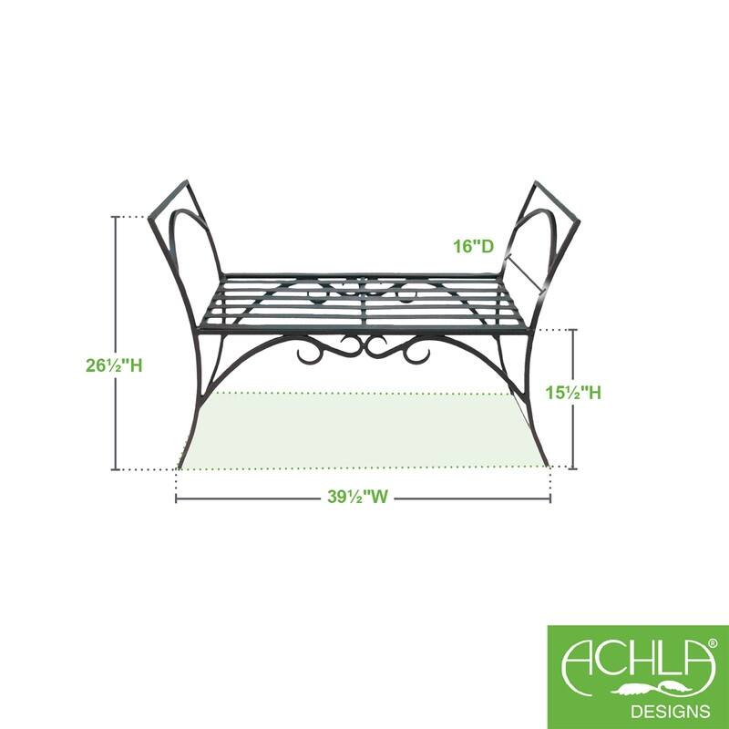 Achla Designs Wrought Iron Curved Arbor Bench, 26.5 Inch Tall, Black Powder Coat Finish