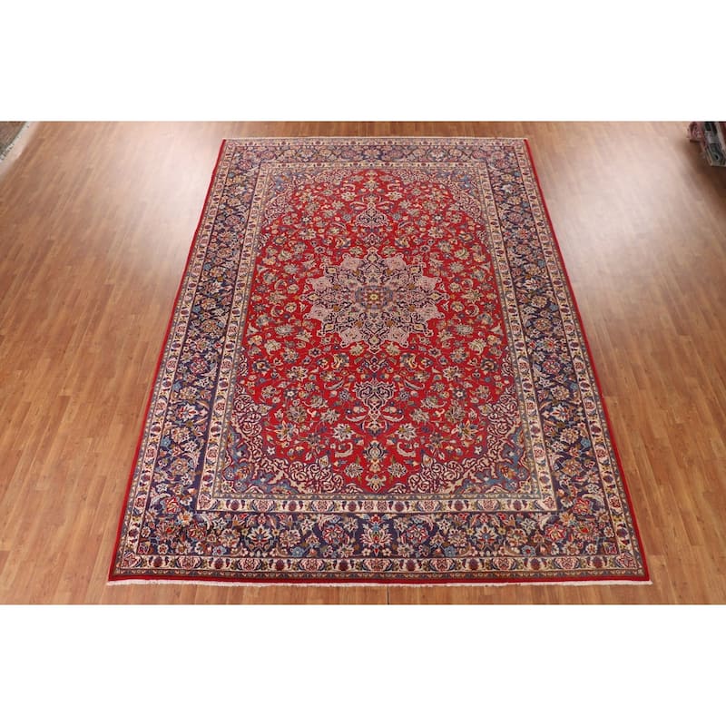 Traditional Najafabad Persian Vintage Rug Handmade Wool Carpet - 9'10"x 13'5"