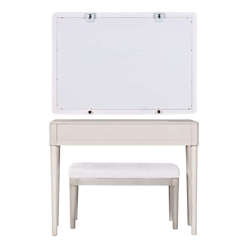Vanity Desk w/Mirror,Adult Makeup Table Set w/Stool,Home Office Desk