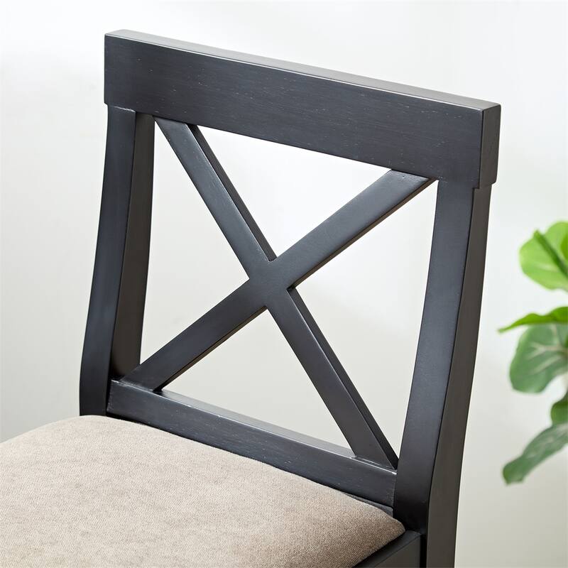 2Pcs Wood Counter Height Stool with Backrest, Padded Seat & Footrest