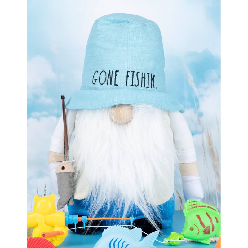 Rae Dunn GONE FISHING Gnome - GONE FISHING - BLUE HAT
