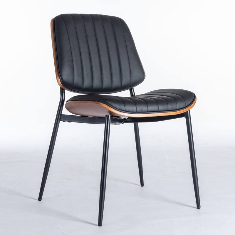 Retro Linen Dining Chairs Set of 2, Bentwood Back with Metal Legs