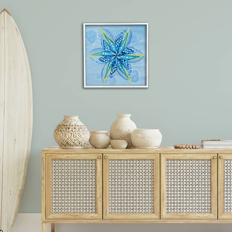 Stupell Star Shaped Abstract Flower Framed Giclee Art Design By Liz Jardine