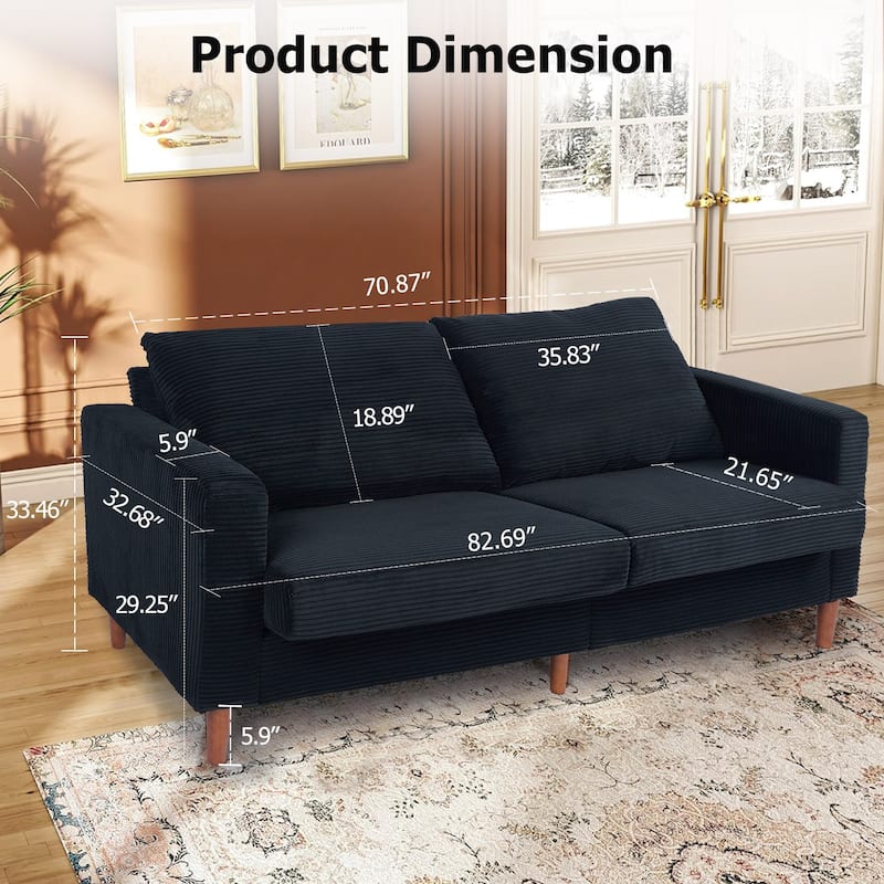 82.7" Sofas for Living Room, Comfy Love Seat Couches, Corduroy Loveseat Sofa,, Easy Assembly for Small Spaces