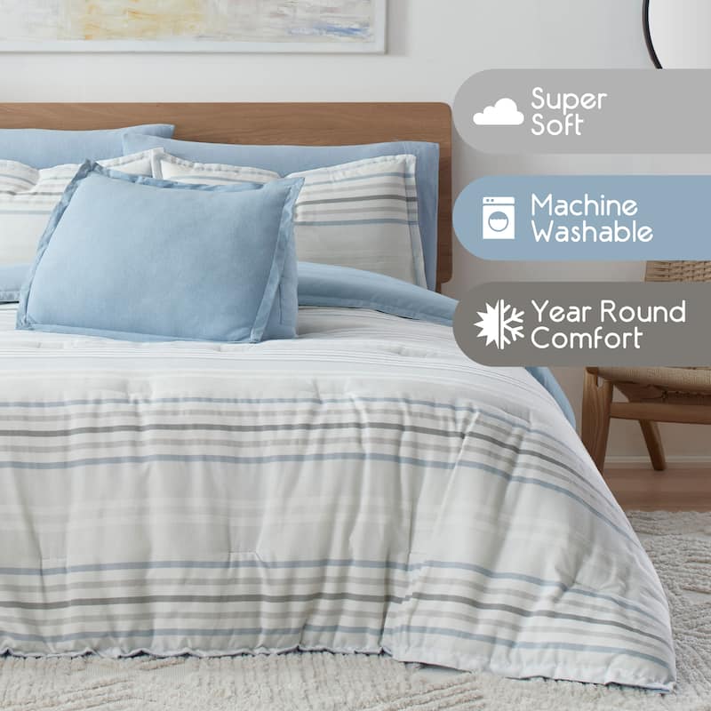 Vellux Bergen Blue/Grey Comforter Set