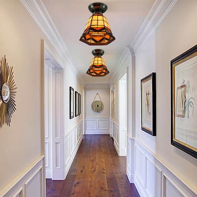 Vintage Tiffany Stained Glass Style Ceiling Lighting Fixtures - 8*7in