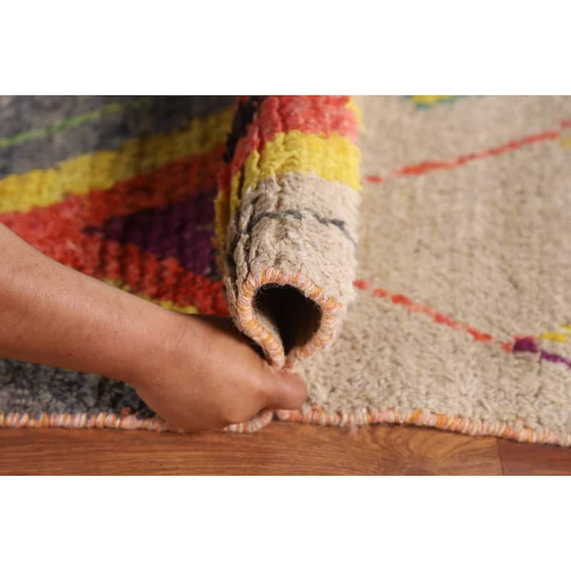 Geometric / Moroccan Oriental Area Rug Hand-Knotted Wool Carpet - 7'10" x 10'8"
