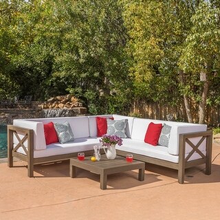 Christopher Knight Homebrava Outdoor 4 Piece Wood Sectional Set W Cushions By Christopher Knight Home White Dailymail