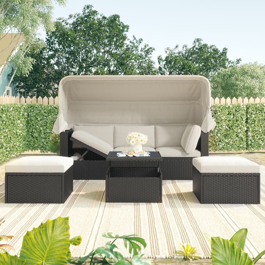 Outdoor Daybed with Retractable Canopy