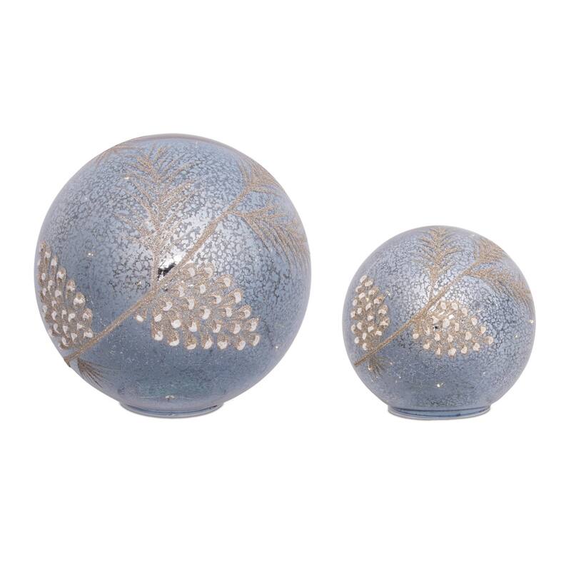 LED Lighted Pinecone Globe Christmas Decoration - 7.5" - Set of 2