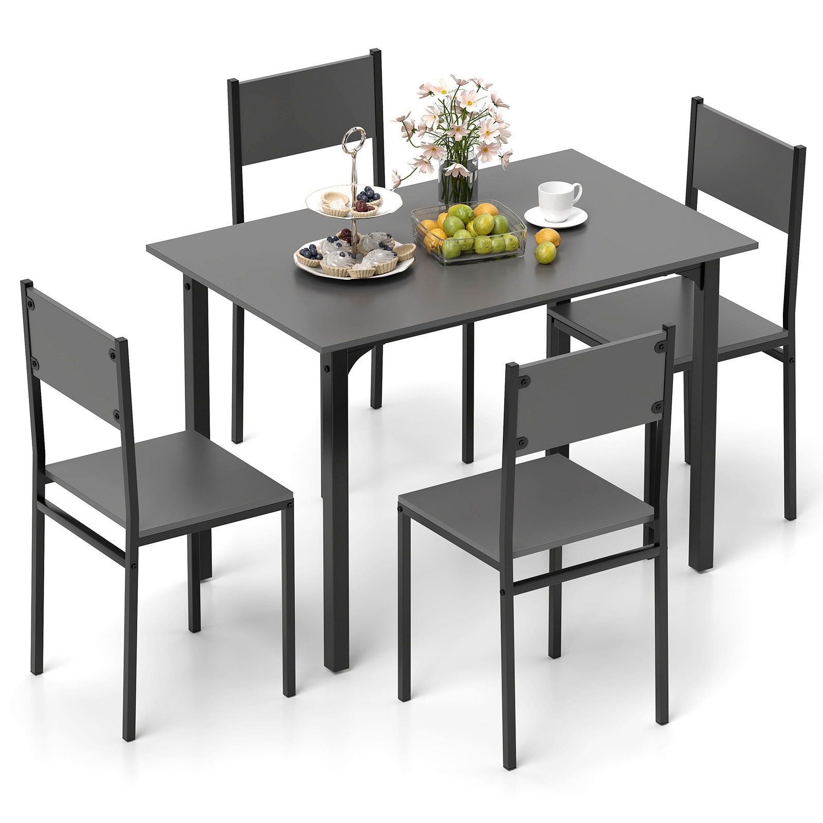Costway 5 PCS Dining Table Set Industrial Style Kitchen Table & Chairs - See Details