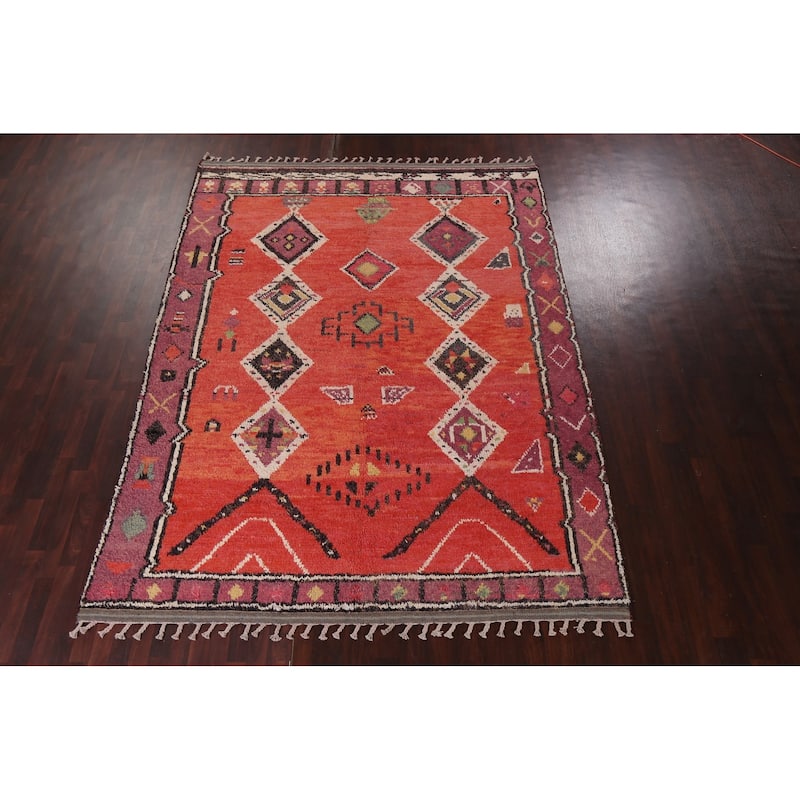 Tribal Oriental Moroccan Dining Room Area Rug Wool Hand-knotted Carpet - 8'0" x 11'0"