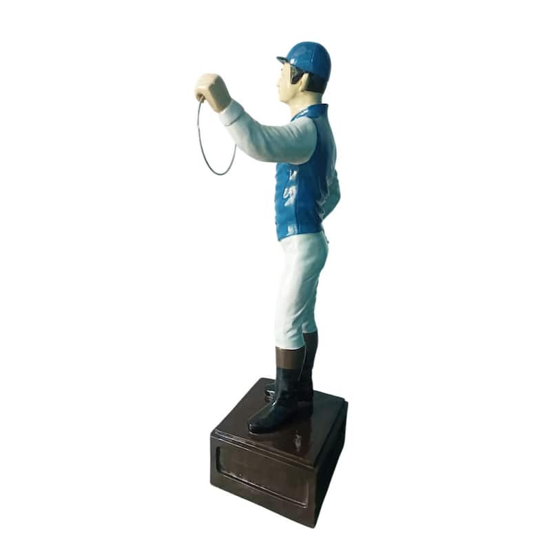 Classic Lawn Jockey Blue White Sleeves Garden Statue