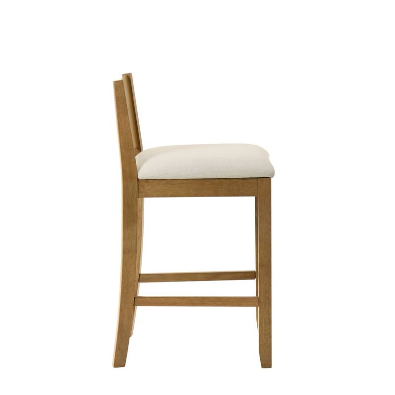 Ren Rubberword Bar Stool, Ivory Upholstered Counter Height Stool