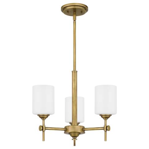 Aria 3-Light Weathered Brass Pendant with Opal Glass Shades