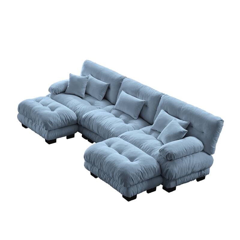 Modular U-shaped Deep Seat Sectional Sofa Couch with 2 Ottomans and Pillows