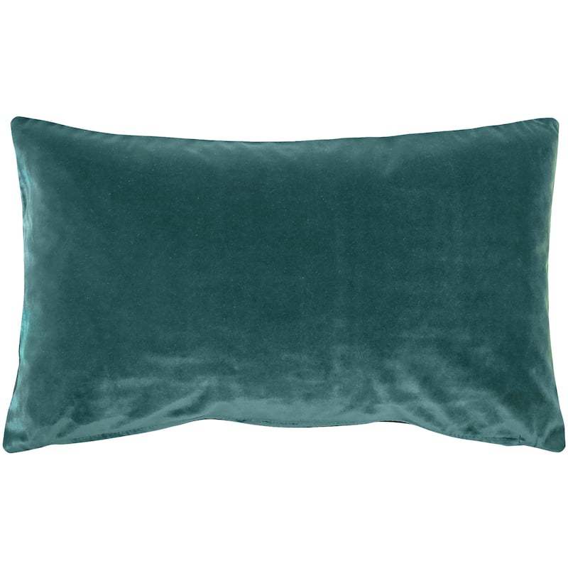 Pillow Decor Castello Soft Velvet Throw Pillows (3 Sizes, 18 Colors) - 12" x 19" - Polyester - Teal Blue