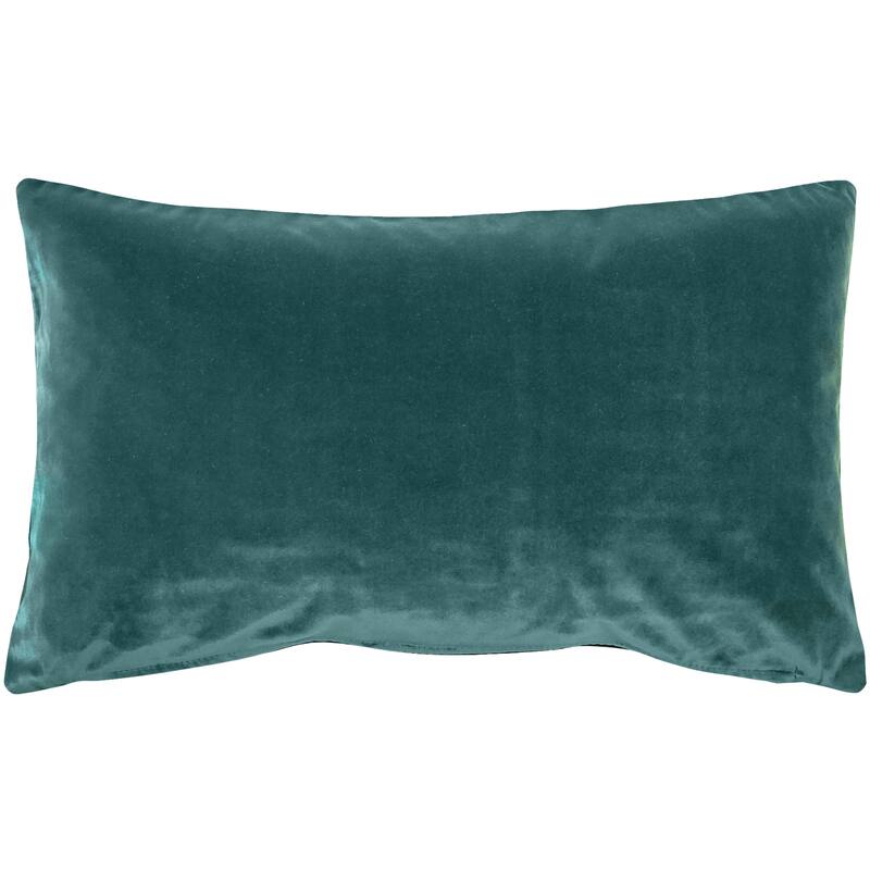 Pillow Decor Castello Soft Velvet Throw Pillows (3 Sizes, 18 Colors) - Teal Blue - 12" x 19" - Cover Only