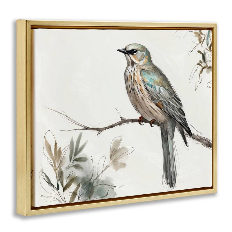 Stupell Stoic Bird Wildlife Study Framed Floater Canvas Wall Art Design By LSR Creative Studio
