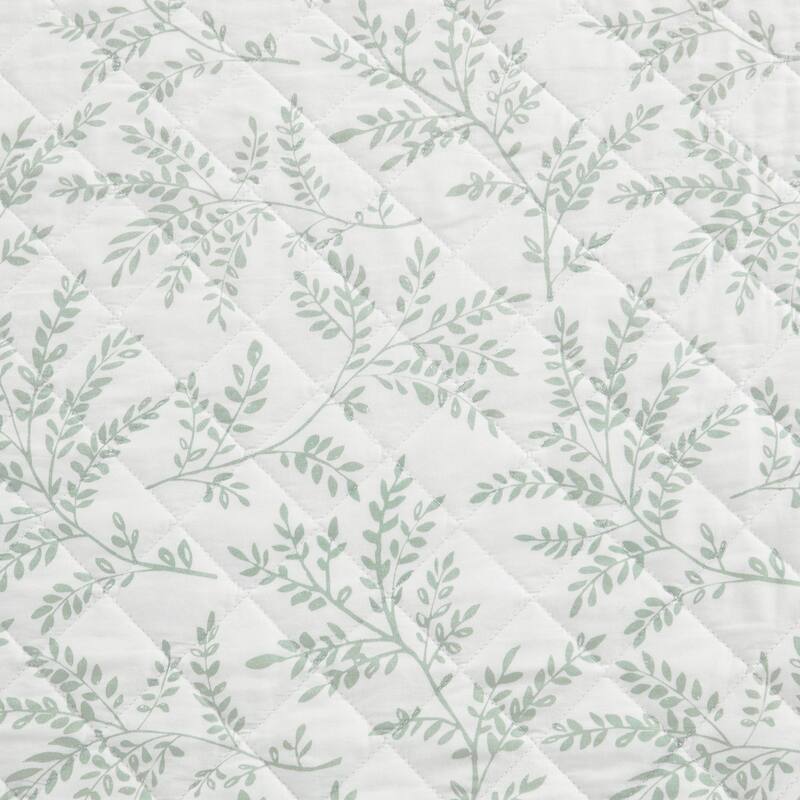 Martha Stewart Murray Leaves Cotton Reversible Green Quilt Set