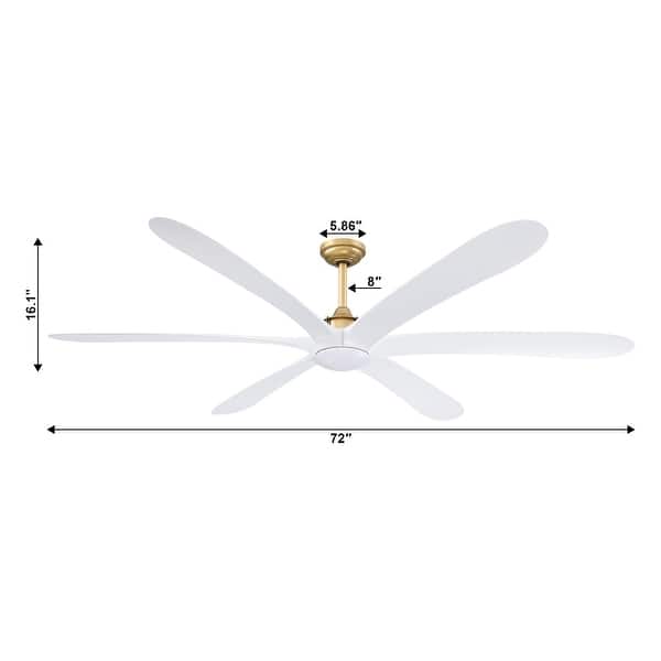 dimension image slide 4 of 5, 72-inch Driftwood 6-Blade Large DC Ceiling Fan with Light and Remote