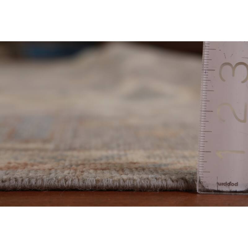 Hand Knotted Oriental 100% Wool Carpet Transitional All-Over Greys & Charcoal Oushak Area Rug - 12' 0'' X 9' 1''